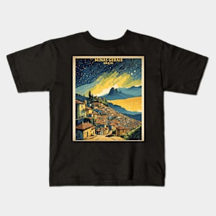 Minas Gerais Brazil Starry Night Vintage Tourism Travel Poster Kids T-Shirt